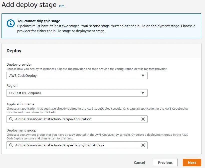 AWS CodeDeploy add deploy stage