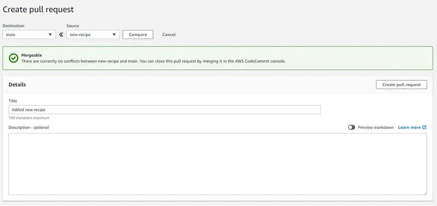 AWS recipe pull request