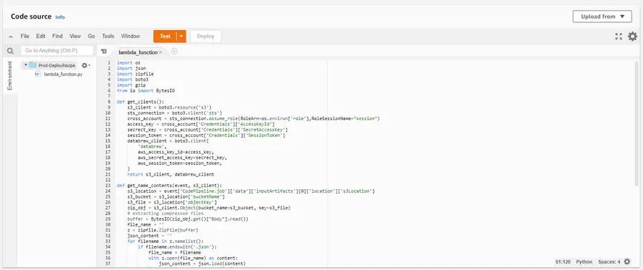 AWS deploy lambda function