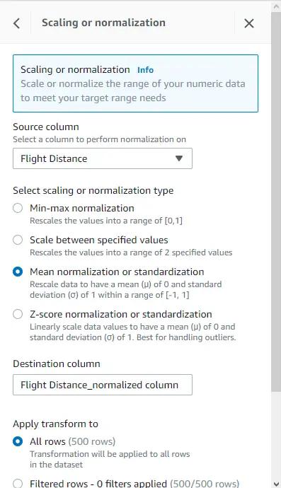 DataBrew scaling or normalization