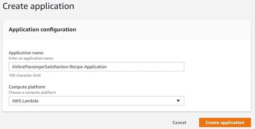 AWS CodeDeploy create application