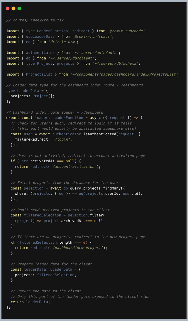 loader function for user’s authentication