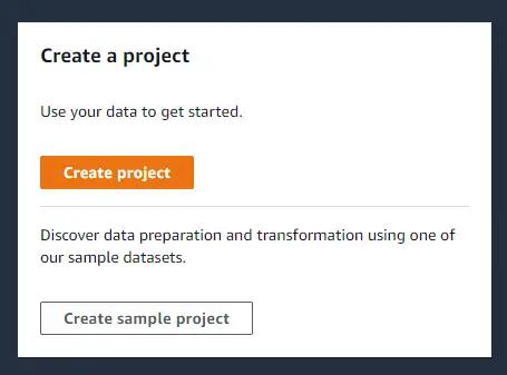 Create AWS Glue DataBrew project