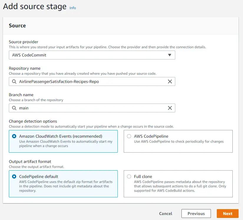 AWS CodeCommit stage