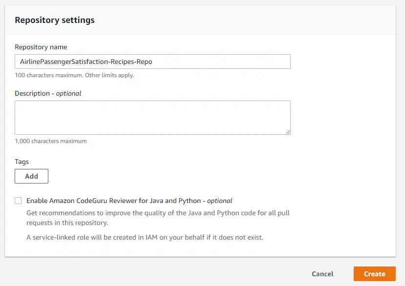 AWS CodeCommit repository settings